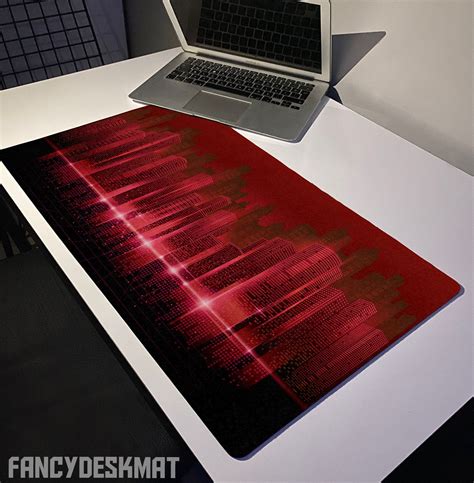 Red Neon City RGB Desk Mat - Gaming Mousepad - Night City Futuristic ...