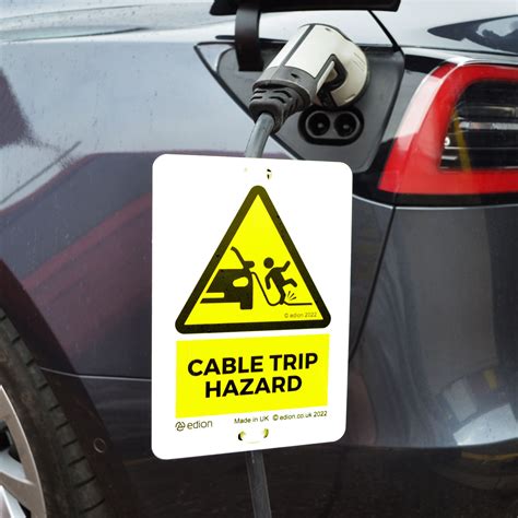 Edion EV Charging Cable Trip Hazard Sign - Prevent Cable Trip Hazards