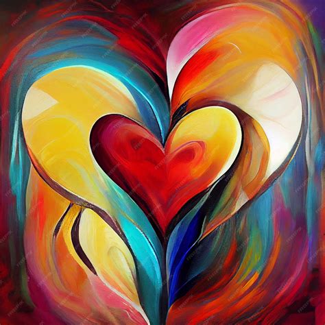 Pintura De Arte Abstracto De Amor Y Forma De Corazón Para San Valentín