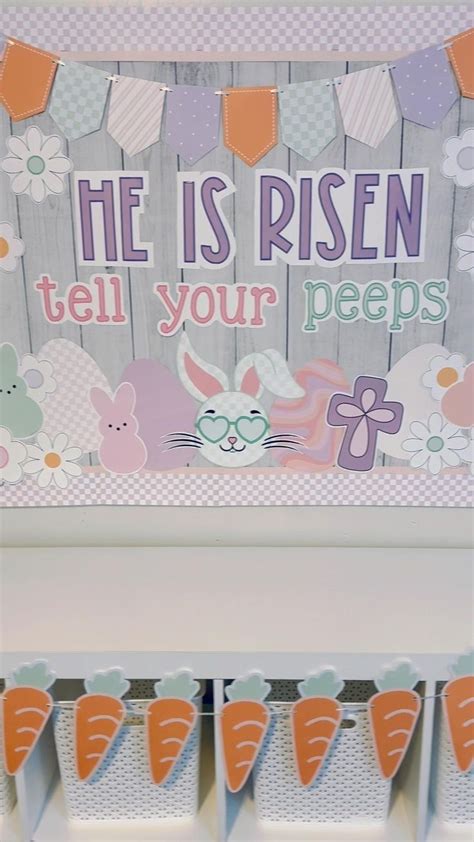 Easter Bulletin Board Kit He Is Risen Tell Your Peeps Spring