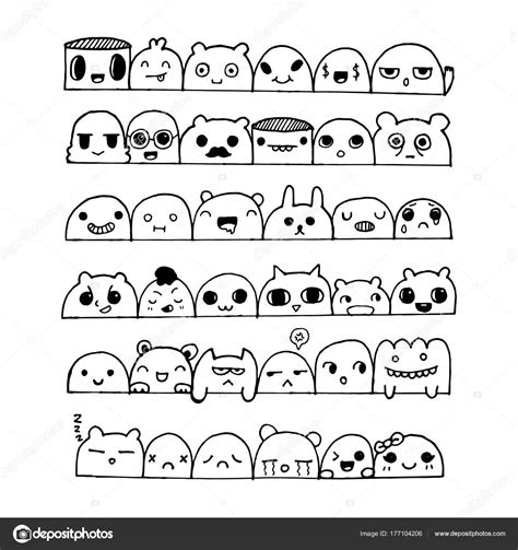 Kawai doodle faces set — Stock Photo © StockerArt #177104206