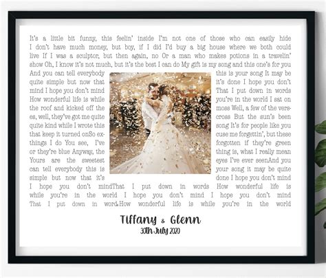 Wedding Song Lyrics Wedding Photo Paper Anniversary T 1 Etsy