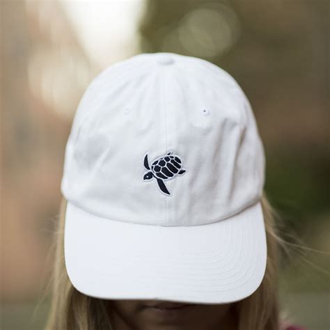 100 Cotton Baseball Cap Adjustable With Embroidered Turtle Sewn In