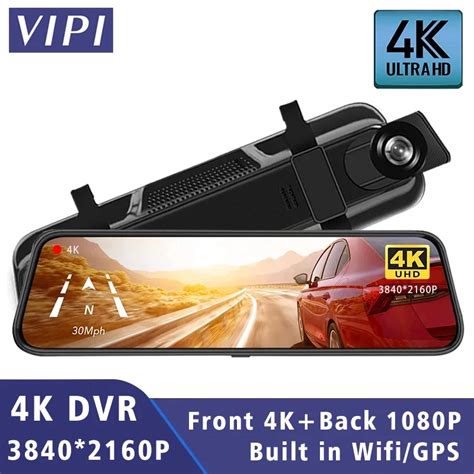 Araba Dvr In K Gps Wifi Ayna Dash Kamera Ift Lens Dashcam Ips Ekran