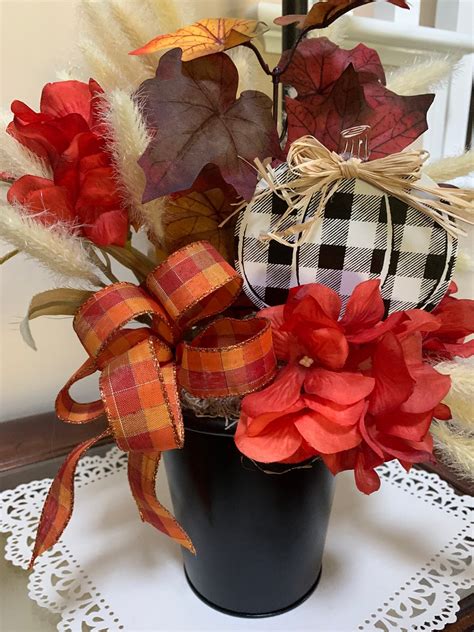 Fall Tabletop Decor Autumn Arrangement Harvest Arrangement Etsy