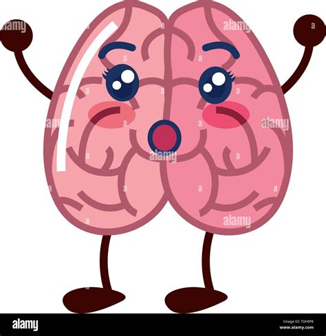 Brain Cartoon Creativity On White Background Vector Illustration Stock