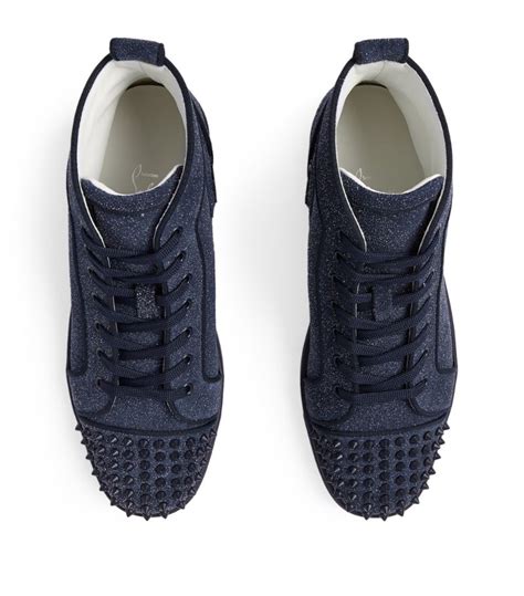 Mens Christian Louboutin Blue Lou Spikes Orlato High Top Sneakers