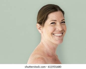 Happiness Woman Bare Chest Topless Smiling Stock Photo 611931680