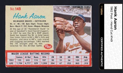 Post Cereal Hank Aaron Mba Auth Weekly Sunday Auction