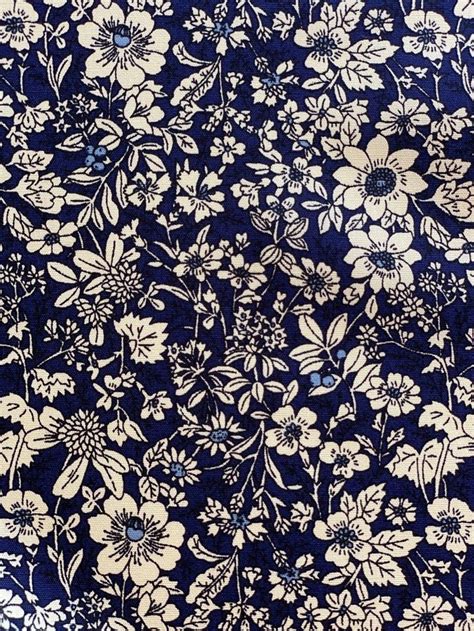 Navy Floral Fabric Rose Hubble 100 Cotton Poplin Flowers Crafting