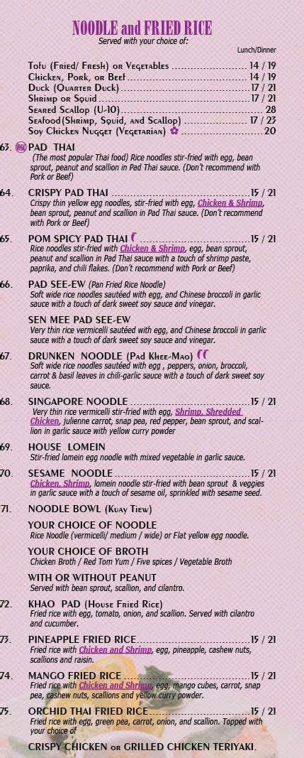 Orchid Thai Menu - Falmouth ME Thai Cuisine