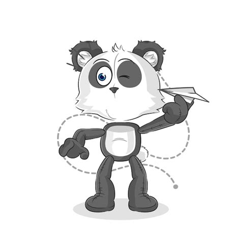 Panda Avec Vecteur De Mascotte De Dessin Anim De Personnage D Avion En