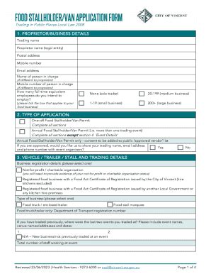 Fillable Online Application Form For Stall Holders And Trading Permits