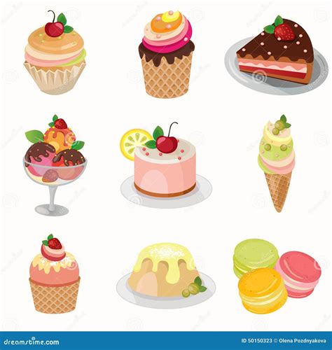 Set Of Desserts Cartoon Vector | CartoonDealer.com #83860331