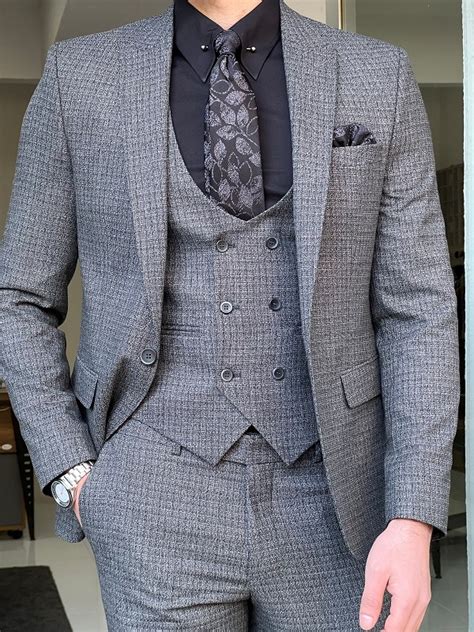 Gentwith Rockford Gray Slim Fit Wool Suit Gent With