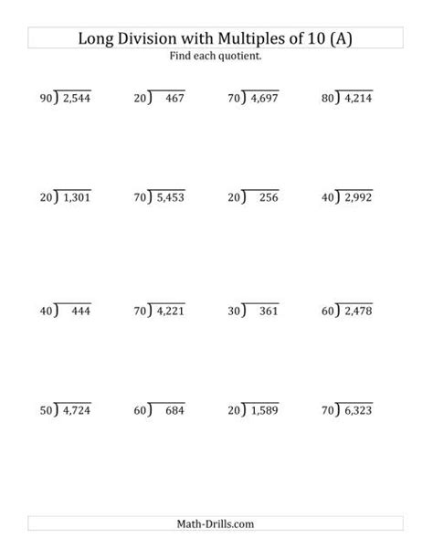 Long Division Steps Printable Long Division Poster