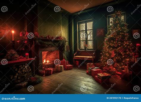 Interior of House Decorated for Christmas Stock Illustration ...