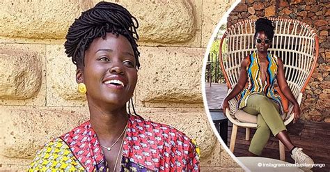 Lupita Nyongo Sits Pretty In A Colorful Top With A Plunging Neckline