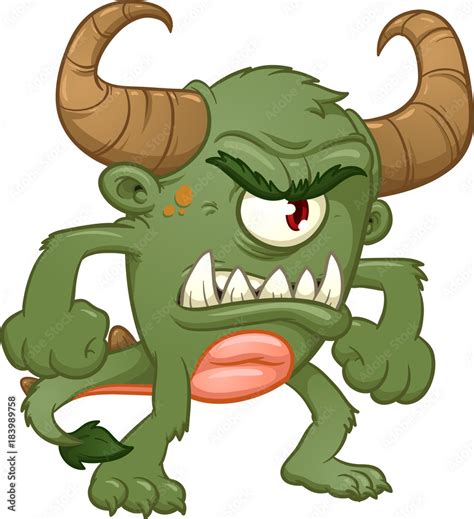 Green angry monster. Vector clip art illustration with simple gradients ...