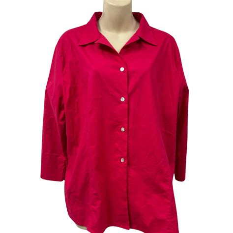 Be Womens Size 18 Hot Pink Button Up Shirt