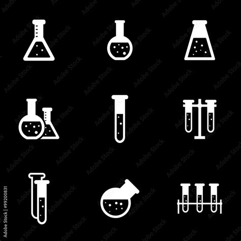 Vector white chemistry icon set. Chemistry Icon Object, Chemistry Icon ...