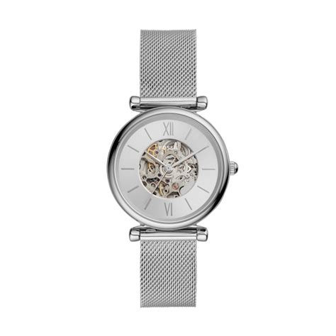 Montre Automatique Fossil Femme Bracelet Acier Argent Me Aelys