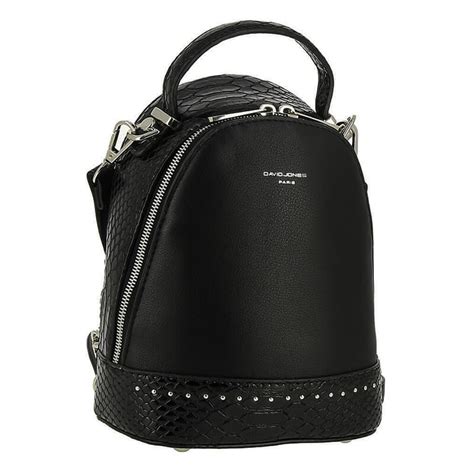 Rucsac Dama David Jones Mini Din Piele Ecologica Negru Cu Model