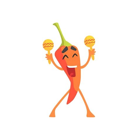 Premium Vector Happy Red Hot Chili Pepper Humanized Emotional Flat Cartoon Character With