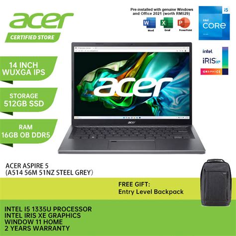 Acer Aspire 5 A514 56m 51nz 14 Wuxga Ips Intel I5 1335u 16gb Ob Ddr5 512gb Ssd Intel