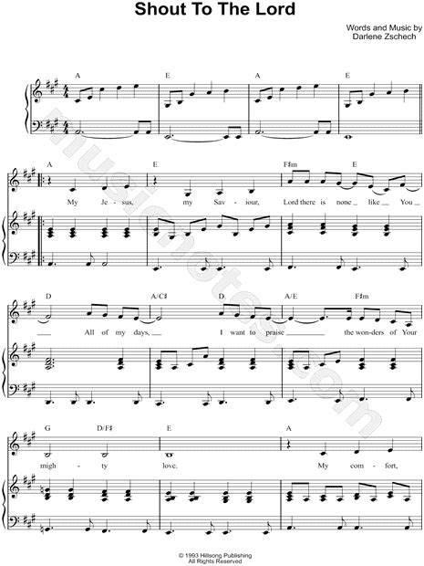 Print and download Shout to the Lord sheet music by Hillsong. Sheet music arranged for Piano ...