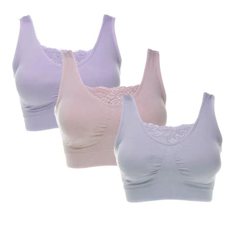 Rhonda Shear 3 Pack Cotton Blend Ahh Bras With Lace Inset 586 821