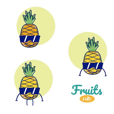 Premium Vector Pineapples Cute Fruits Cartoons