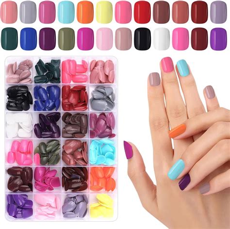 Amazon FANDAMEI Short Press On Nails 24 Packs 576PCS Short Round