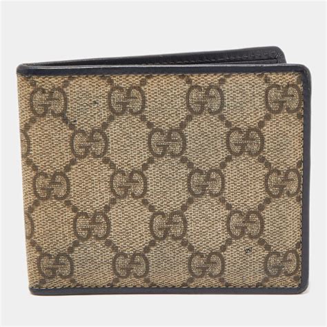 Gucci Beige Black GG Supreme Canvas And Leather Bifold Wallet Gucci