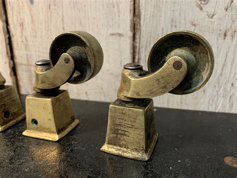 Antique Victorian Brass Castors Castors Square Cup Fitting Etsy