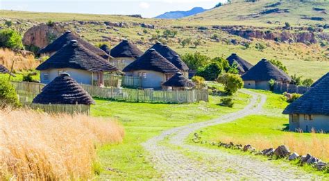 View of Basotho Cultural Village in Drakensberg Mountains South Africa Stock Image - Image of ...