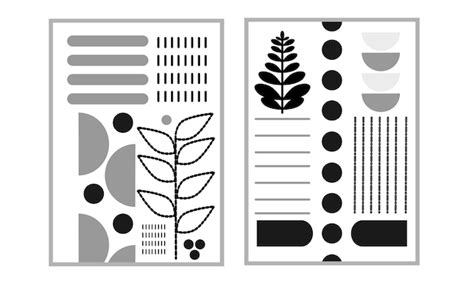 Premium Vector Set Of Two Monochrome Black And White Mid Century