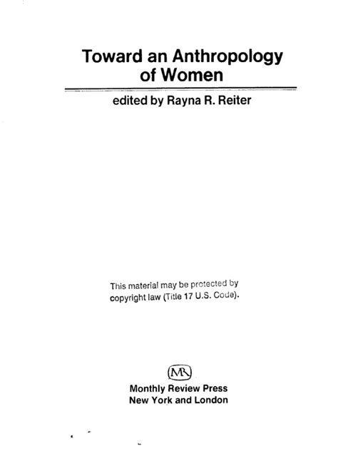 Toward An Anthropology Of Women Pdf Pdf