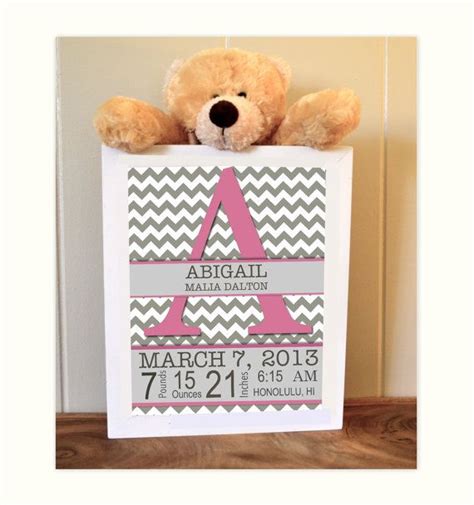 Chevron Nursery Art Baby Girl Nursery Monogram Nursery Art New Baby