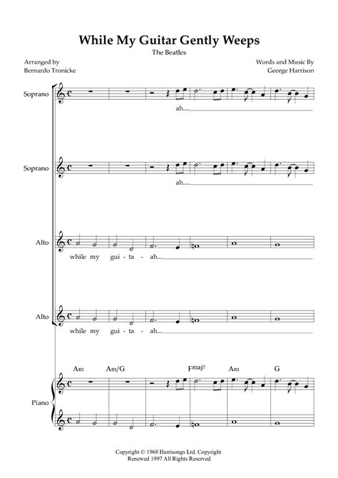 While My Guitar Gently Weeps Arr Btmusic By The Beatles Sheet Music