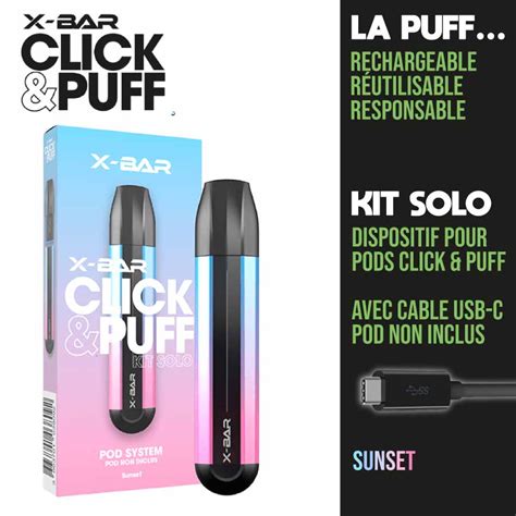 X Bar Rechargeable Kit X BAR Click Puff Solo MajorSmoker