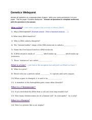 Genetics Webquest Genetics Webquest Answer All Questions On A