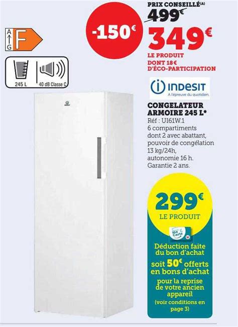 Promo Congélateur Armoire 245 L Indesit chez Hyper U iCatalogue fr