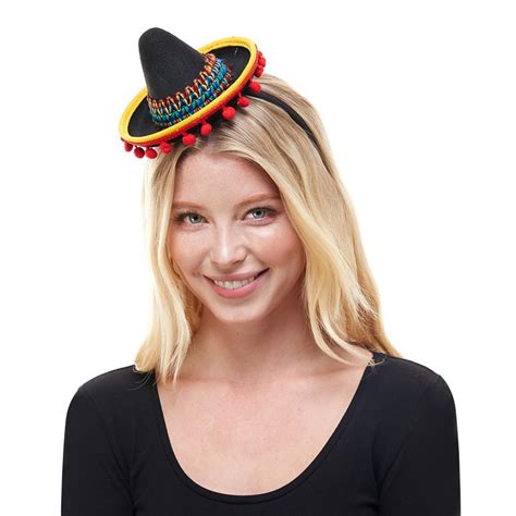 Mini Sombrero Hat Costume Headband | Black | Free Shipping