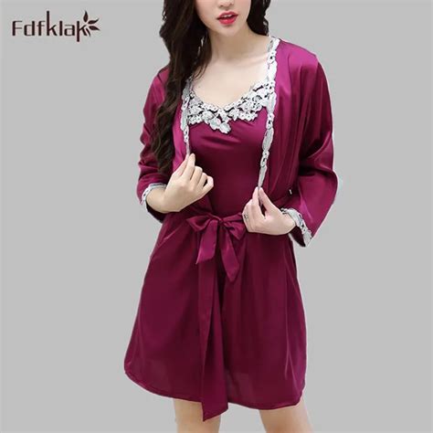 Women Silk Lace Robe Set Thin Ladies Summer Robes Sexy Dressing Gowns For Women Bathrobes