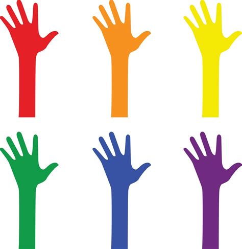 Rainbow Colored Raised Hands 2844656 Vector Art At Vecteezy