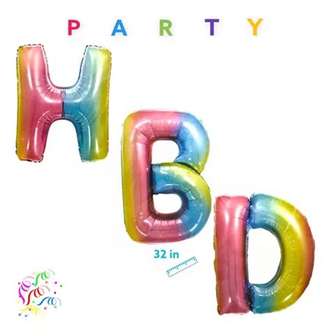 Globo Letras Hbd Metalico Gigante Fiesta Cumpleaños 82cm en venta en