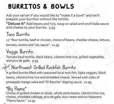 Menu at The Original Taco House restaurant, Portland, NE 82nd Ave