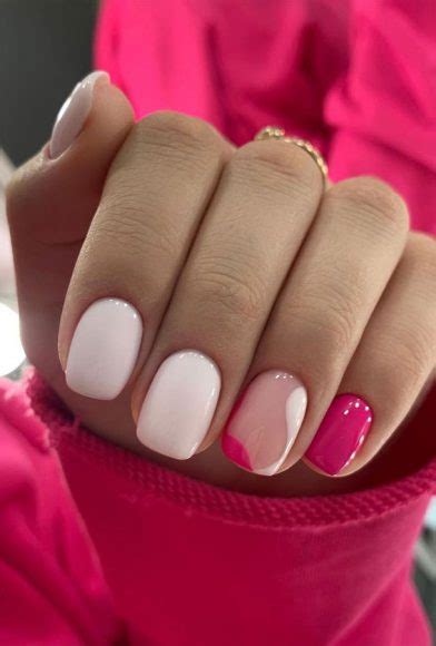 50 Trendy Summer Nail Colours And Designs Pink And White Short Nails