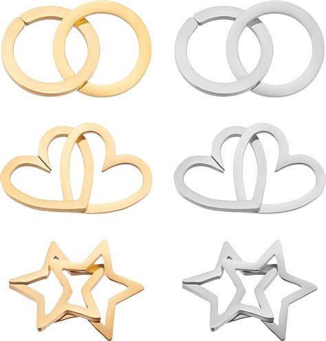 Unicraftale 6 Sets 3 Styles 2 Colors 201 Stainless Steel Linking Rings Interlock